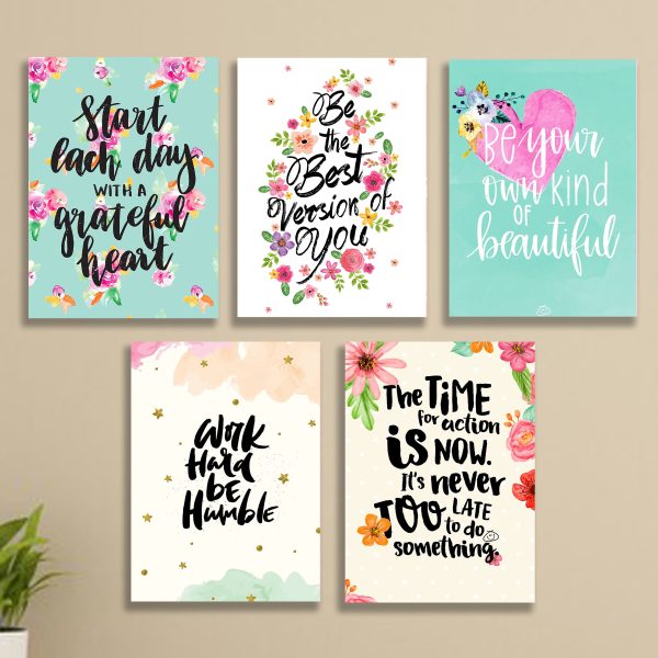 Set of 5 Girls Room Motivational Wall Art