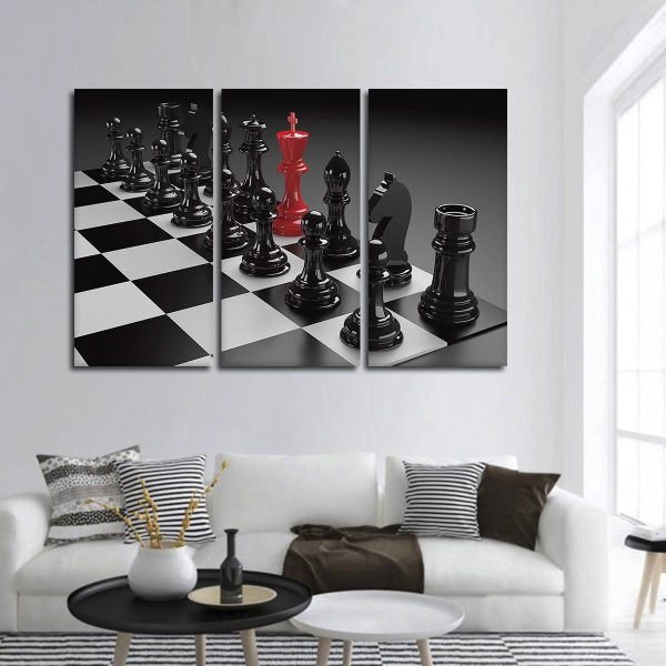 Premium Metallic - Set of 3 Chess Metal Wall Art Set