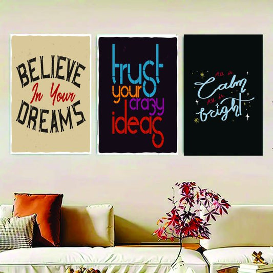 Set Of 3 Abstract Wall Art Photo Canvas Wooden Tile Frame for Home Decor