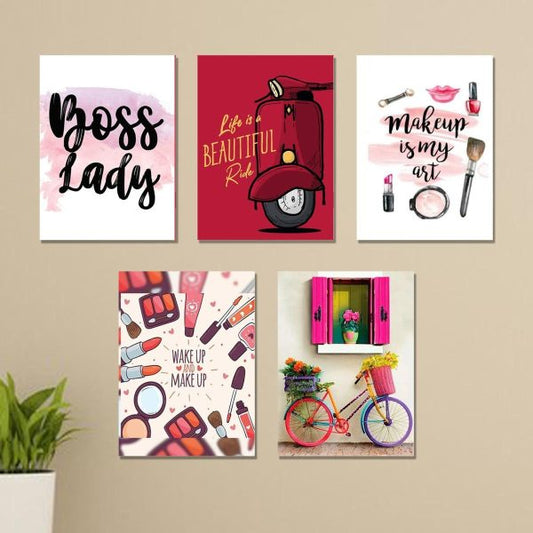 Set of 5 Girls Room Wall Art for home Decoration