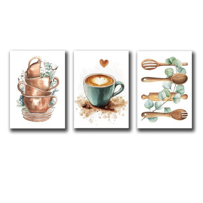 Set of 3 Wall Art for Dining Room And Kitchen Decor