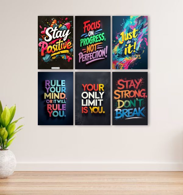 Set 0f 6 Modern Motivational Art Wooden Frames For Wall Decoration
