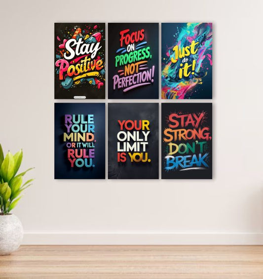 Set 0f 6 Modern Motivational Art Wooden Frames For Wall Decoration