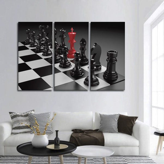 Premium Metallic - Set of 3 Chess Metal Wall Art Set